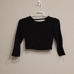Black Long-Sleeve Cropped Top